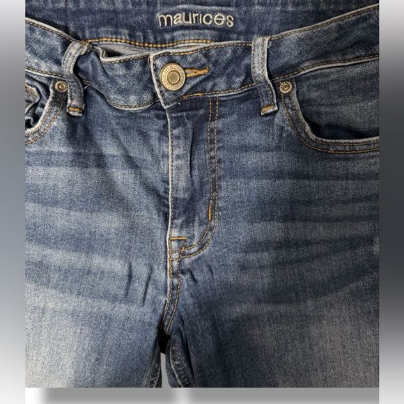 Maurices Blue Skinny Jeans with Distressed Details - Picture 2 of 2